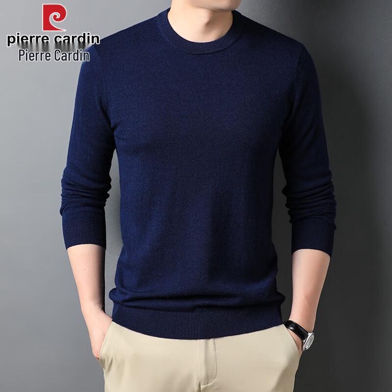 Pierre Cardin Men's Solid Crew Neck 100% Wool Sweater