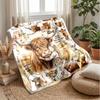 Highland Cows Art Theme Blanket Lightweight Warm Flannel Blanket Decorative Throw Blanket for Home Decoration