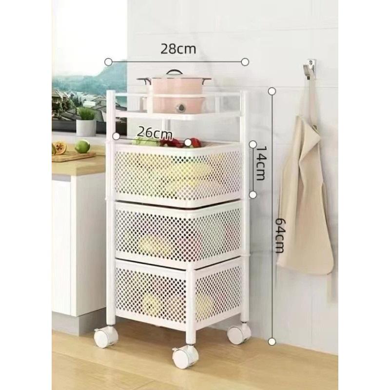 Rotating Kitchen Storage Cart Carbon Steel