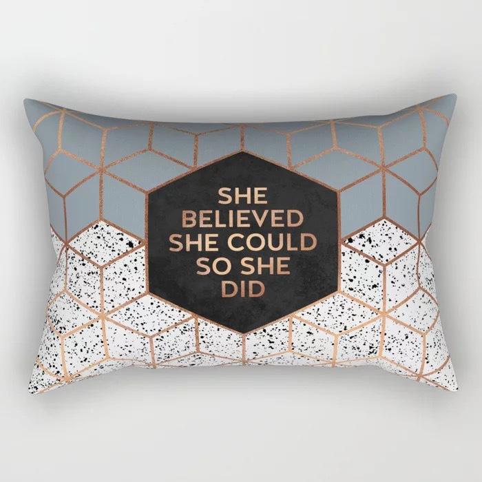 Geometric Letter Peach Leather Velvet Pillowcase Office Car Pillowcase