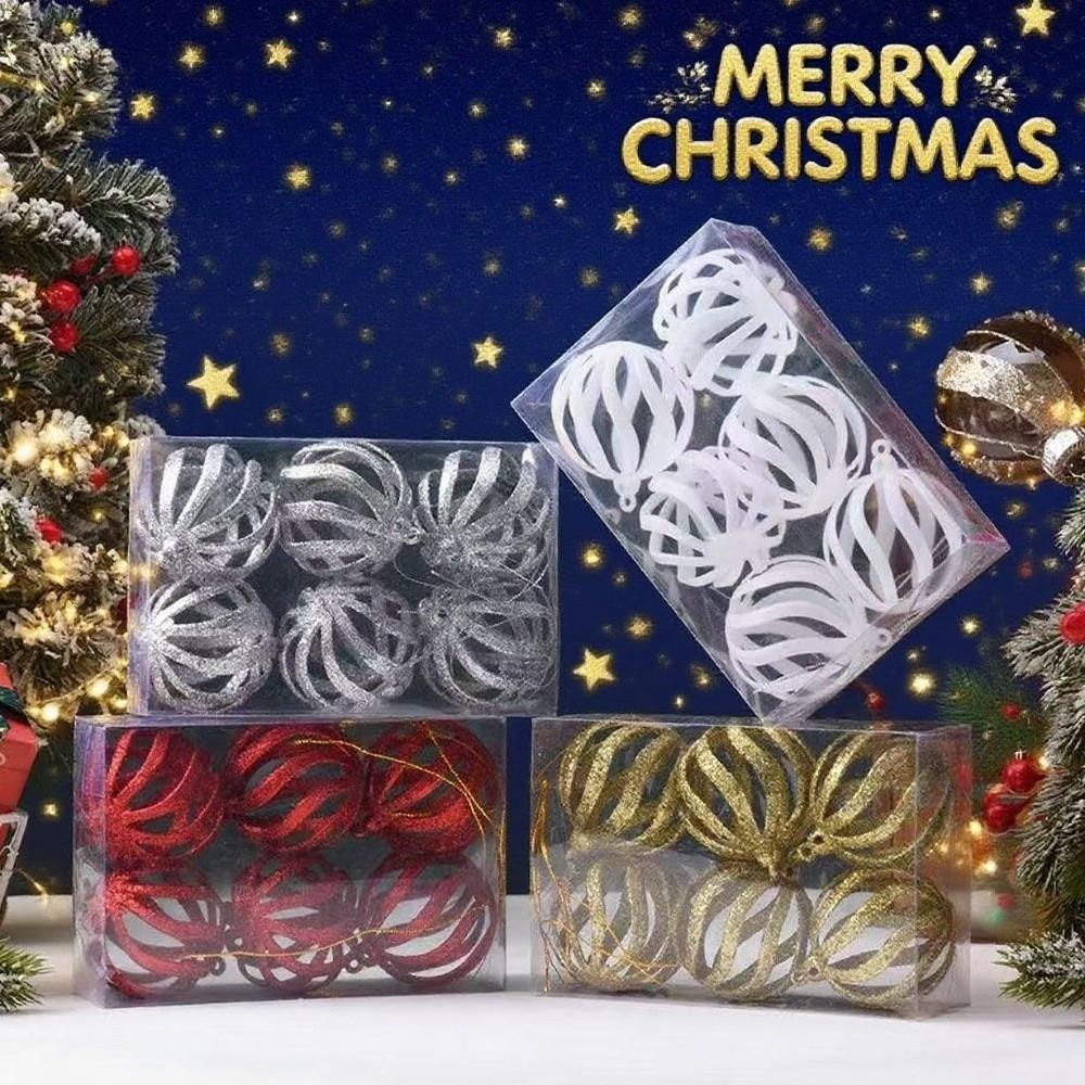 6pcs New Plastic Christmas Ball 6cm DIY Xmas Tree Charm Reusable Xmas Tree Ornament New Year