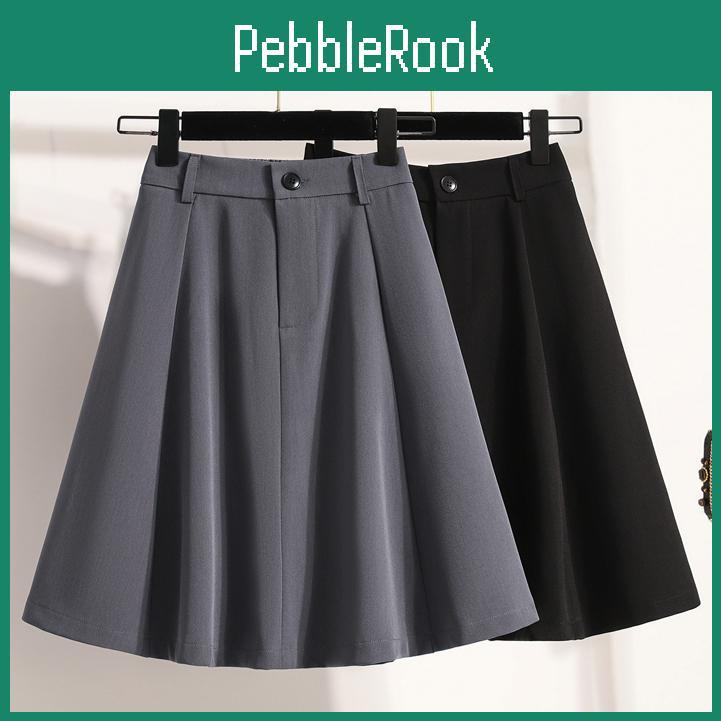 Women Spring Summer 2025 Dimanaf Plus Size New Skirts Vintage Elastic Solid Loose Pleated Skirts High Waist