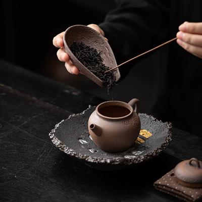 Handgeknetete Steinzeug-Teeportionierer Keramiklöffel Schaufel Chinesischer Kung Fu Räucherzubehör Teezeremonie Teegeschirr Küche Haushalt