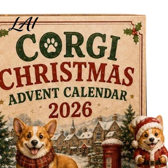 Christmas Party Favors 24 Days Advent Calendar 2026 with Mini Corgi Figurines Collectible Dog Toys Holiday Countdown for Kids Lovers Cute Ornaments