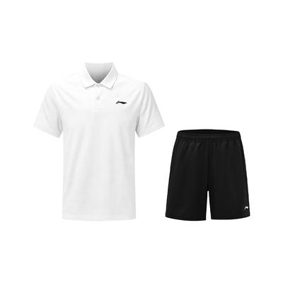 Li Ning Tischtennis Serie Atmungsaktiv Weiche Baumwolle Polo Kurzarm Trainingsspiel Outfit Unisex Sportbekleidung AWBW107-4