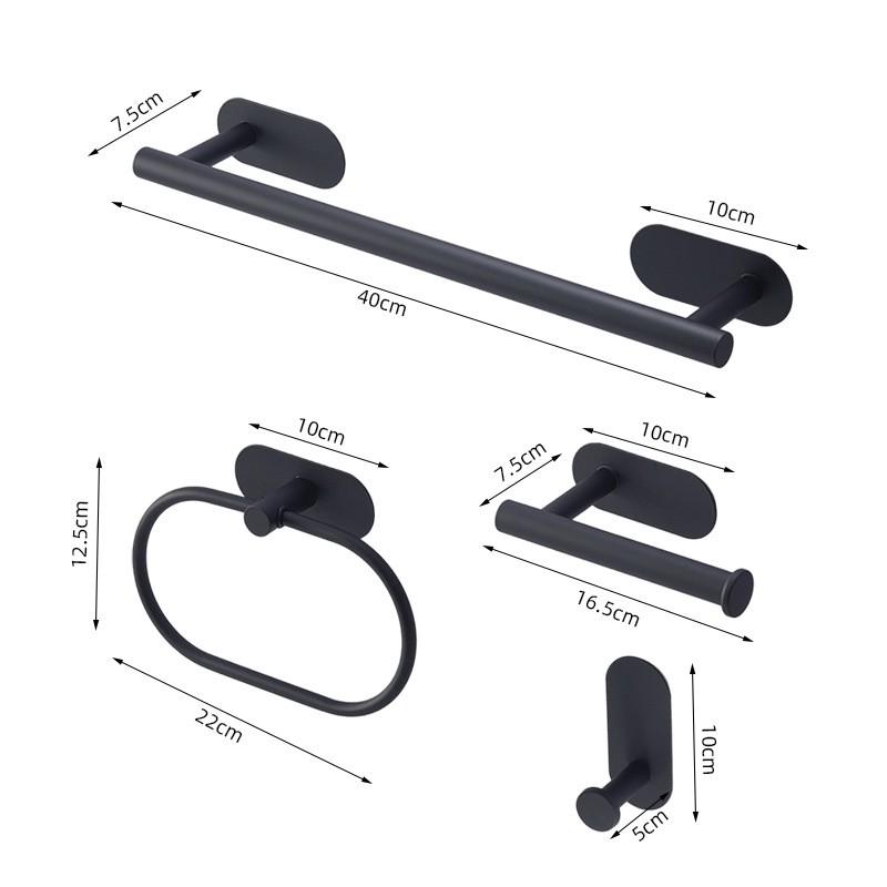 Stainless Steel No-Drill Towel Ring Holder Set Bathroom Wall Mount 4/5/7 Piece Kit In Black Gold