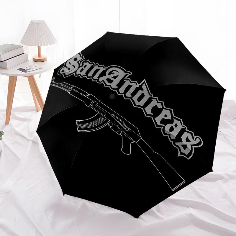 1pc San Andreas AK 47 Automatic Open Close Umbrella Windproof Canopy, Automatic Open Close Button10243