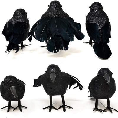 Sztuczne Pióra Kruka Wronie Lifelike Czarny Ptak Halloweenowa Ozdoba Dekoracja Nawiedzonego Domu Ręcznie Robiony Model Materiały na Imprezy i Wydarzenia