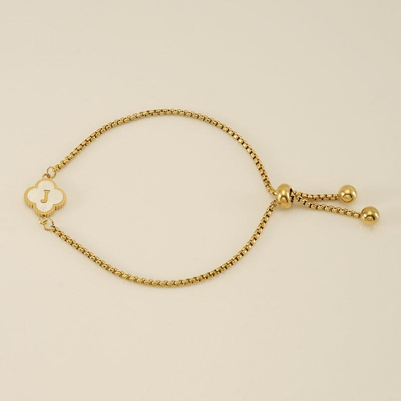 Stainless Steel Shell Clover Letter Bracelet Unique Design Fashionable Wrist Jewelry for Women