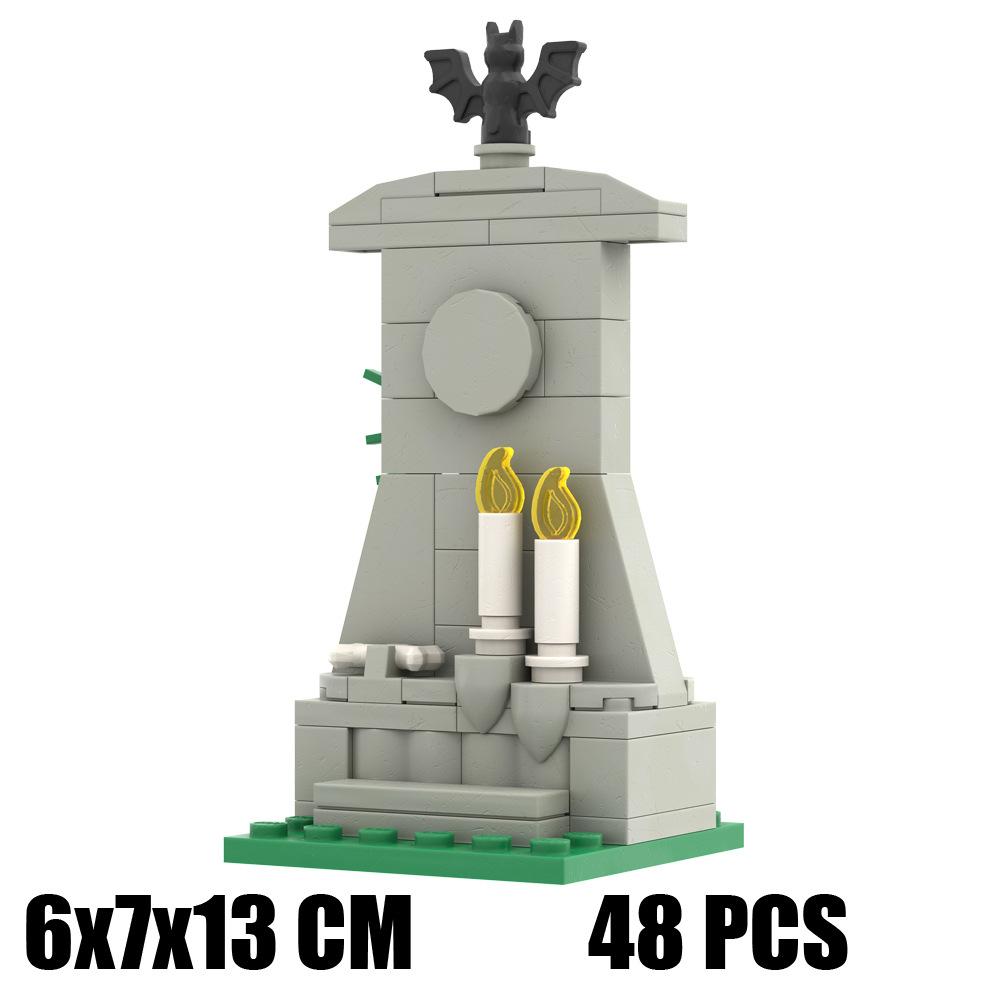 Hell'S Gate Small Particles Building Block Scene Fence Landscape Halloween Haunted House Modular Ornament