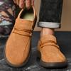 Men Brown Moccasins Hiking Shoes Handmade Grey Driving Shoes Casual Wide Head Shoes Plus Size