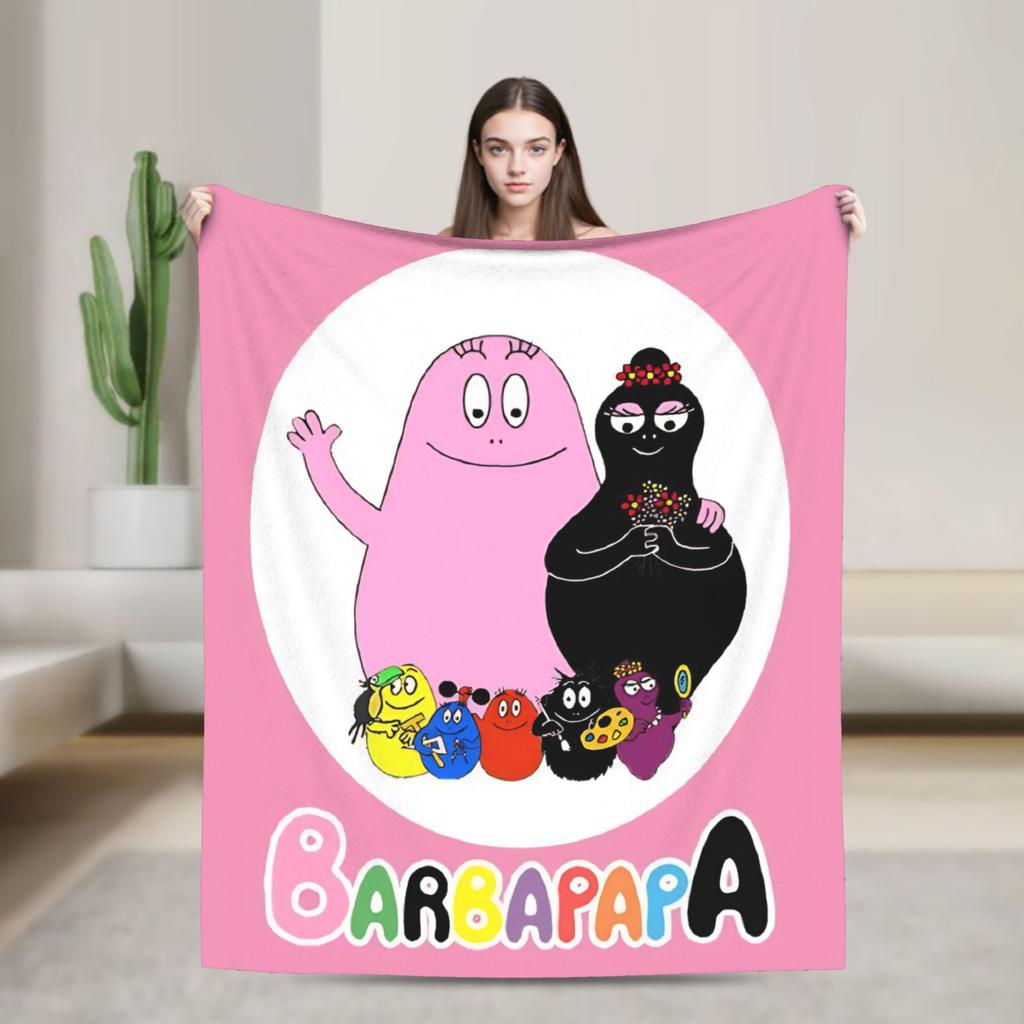 Barbapapa Barbamama Family  Flannel Blankets  Warm Throw Blanket for Bedroom Travel Pattern Bedspread Sofa Bed Cover