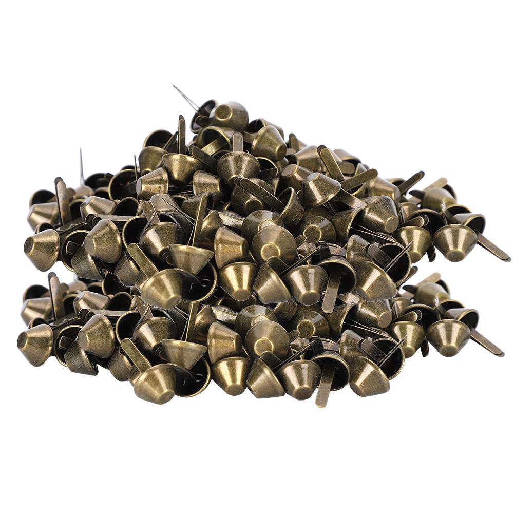 200Pcs Flat Feet Studs Antique Brass DIY Leather Luggage Handbags Craft Accessories 12mm