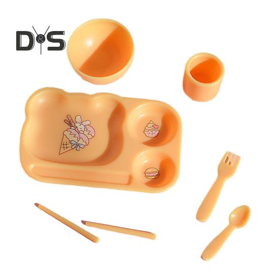 

1:12 мини-столовых приборов, миниатюрный набор столовых приборов, пластиковые мини-тарелки, ложки, вилки, миски, чашки, палочки для еды, модельные аксессуары для декора мини-кухни, детские игрушки