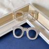 High-End Simple Geometric Retro Metal Inlaid Diamond Brooch Decorative Bag Accessory Alloy Badge Ornament