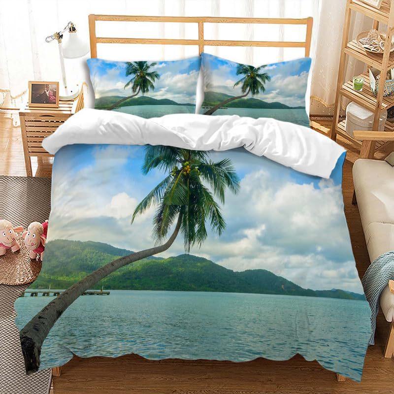 Blue Sky Silver Aircraft Three-Piece Quilt Cover Digital Printing Bedding Set Bed Cover