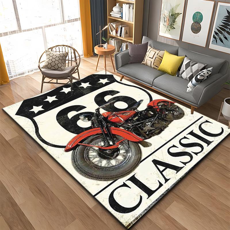 Historic Route 66 Pattern Rug Large Carpet Area for Living Room Kids Bedroom Sofa Kitchen Doormat Decor Child Non-slip Floor Mat