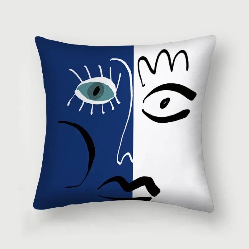 Office Living Room Home Pillowcase Abstract Blue Flower Pillowcase Car Ornaments