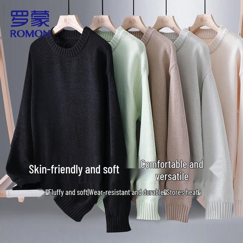 ROMON Men's Warm Round Neck Knit Sweater