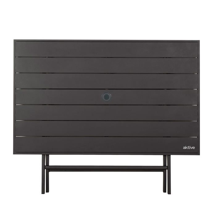 Table pliante de jardin - AKTIVE - 120x75x70 cm - Acier noir - Trou pour parasol - Capacité 4 personnes