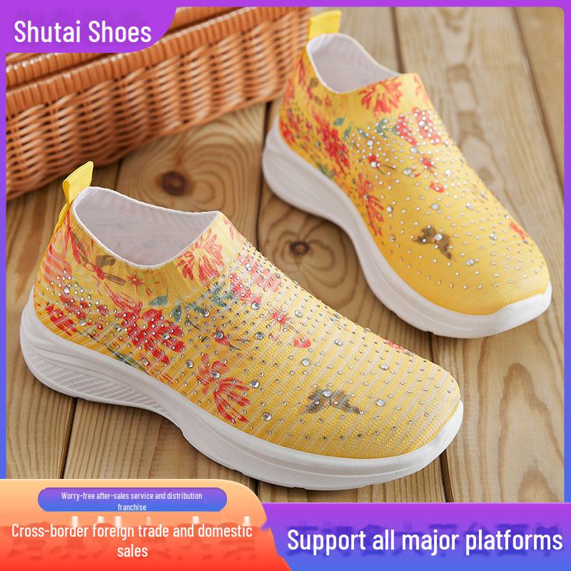 

Женские летние модные туфли-слипоны со стразами Cross-Border