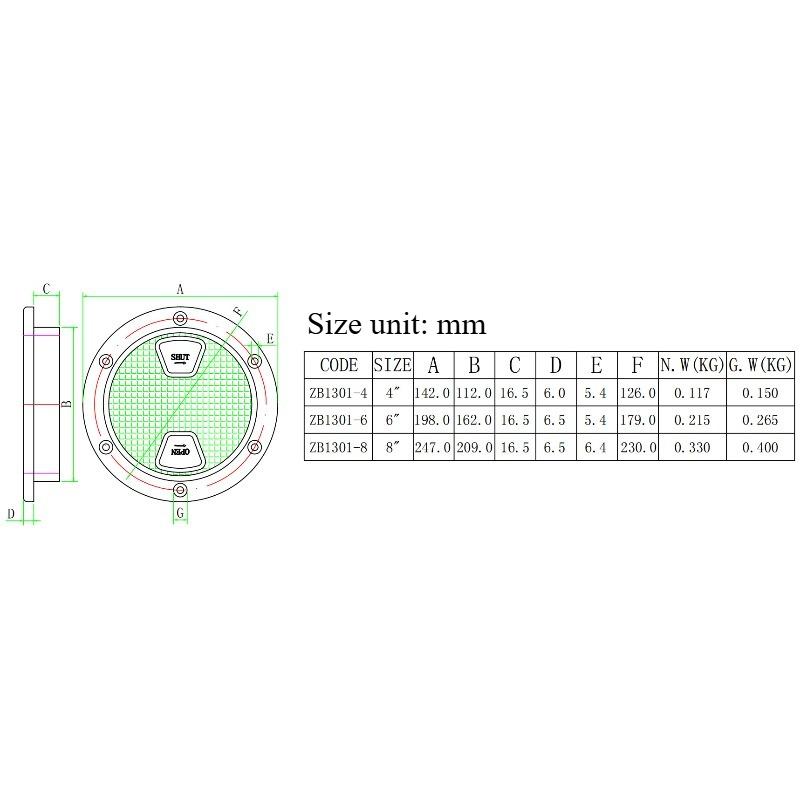 Durable 4 6 8 inch Deck Inspection Access ABS Screw Out Deck Plate Round Non Slip Hatch Cover Boat Yacht Marine Accessories