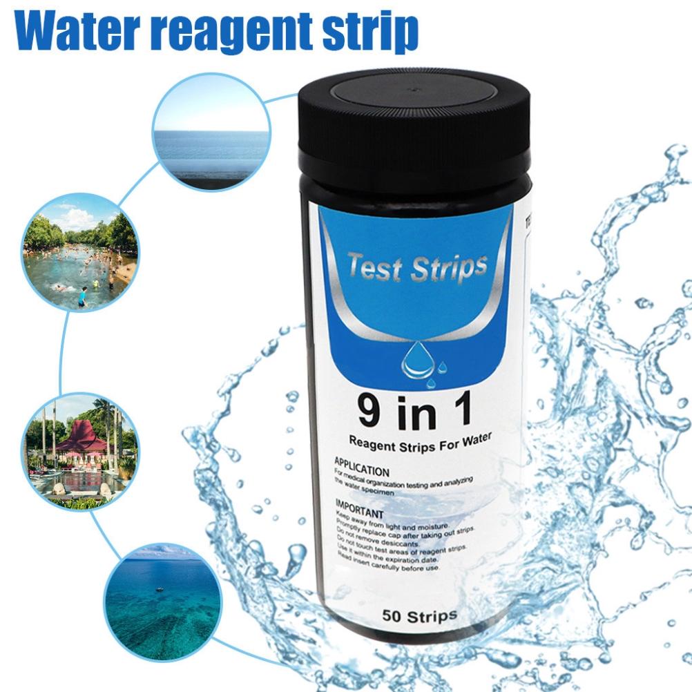 9 in 1 Portable Pool Water Test Strips 50 Domestic Water Purity Fast Test Strips for Drinking