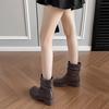 This year's popular western style retro pleated boots short boots women's 2025 autumn and winter new round square head thick heel Martin boots