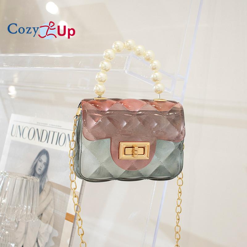 Cozy Up Transparent Jelly Bag Pearl Women's Handbag Candy Color Crossbody Bag