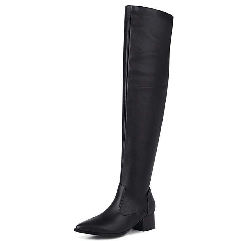 

Модні модні чоботи вище коліна Жіночі сексуальні високі чоботи з еластичної шкіри Жіночі осінь-зима високі довгі вечірні туфлі для жінок великого розміру 37 чорний