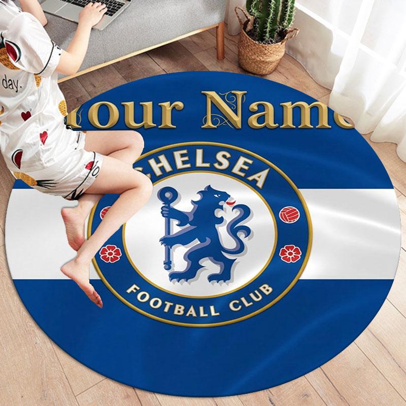Chelsea F Custom Name Round Area Rug,Carpet Rug for Living Room Bedroom Sofa Playroom Decor,Non-slip Floor Mat