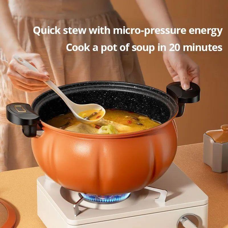 8L Pumpkin Micro Pressure Pot New Home Type Soup Pot Multifunctional Non Stick Pot Gas Stove Universal Soup Pot