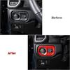 Red Headlight Switch Button Frame Trim Decor Cover Fit For Dodge Ram 1500 2018+