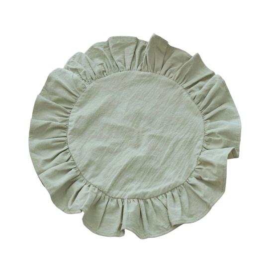 Rustikální prostírání Jednobarevné Kulatý tvar Volánkový okraj Prostírání na odpolední čaj Měkká praná bavlna Podložka na stůl Jídelna Kuchyně Párty Rustikální výzdoba stolu