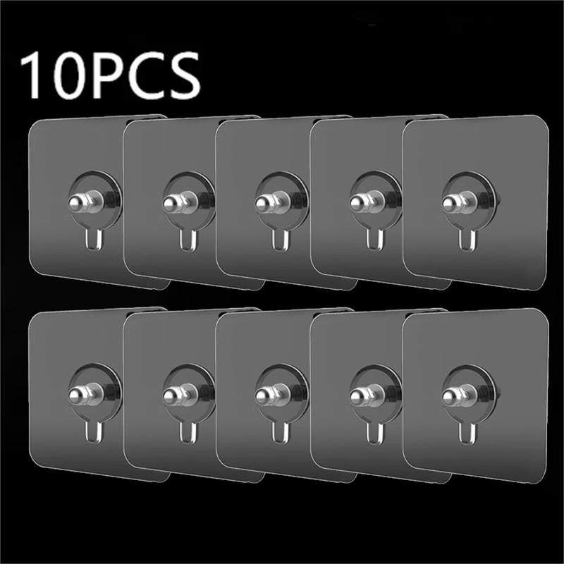10/20PCS Strong Adhesive Hooks Clear Picture Frame Poster Wall Nails Hangers Cabinet Kitchen Bathroom Accessories Screw Holder