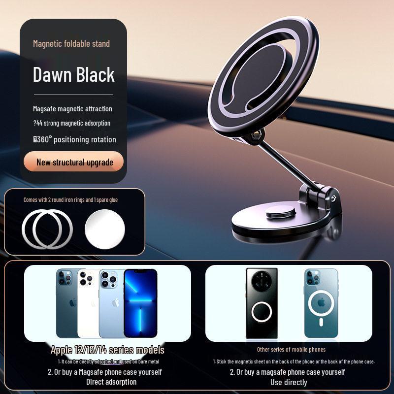 Foldable MagSafe Car Phone Holder: Adhesive Magnetic Navigation Support Bracket