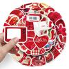 50pcs Red Ins Style Graffiti Stickers for Water Bottles, Phone Cases, Tablets - Fresh DIY Decoration