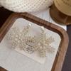 1Pair New Trend Element Earrings Temperament Senior Zircon Pearl Snowflake Earrings Princess Wind Stud Earrings Xmas
