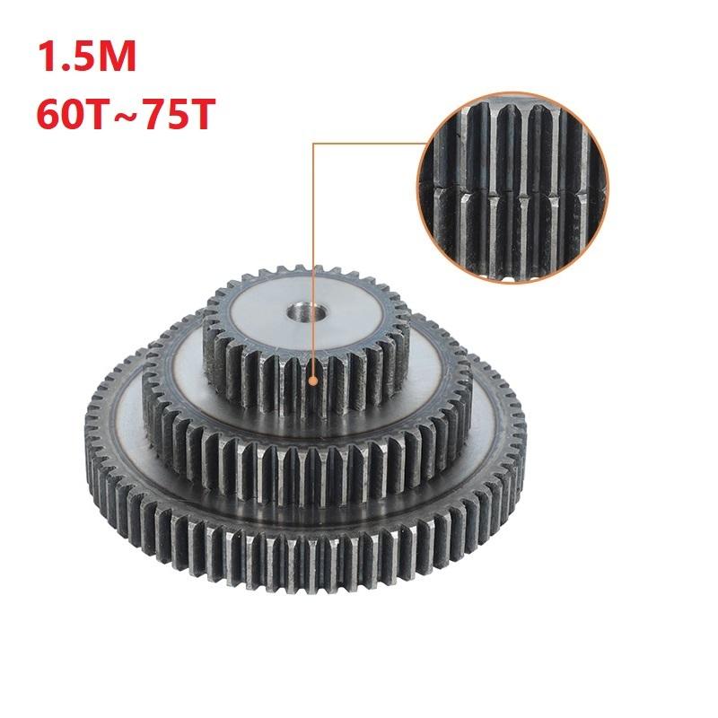 Spur Gear 45# Steel Material Cylindrical Gears For Transmission Accessories Part 1.5M-60T/61T/62T/63T/64T/65T/66T/67T~75Teeth 1.5M 60T-(1Pcs)