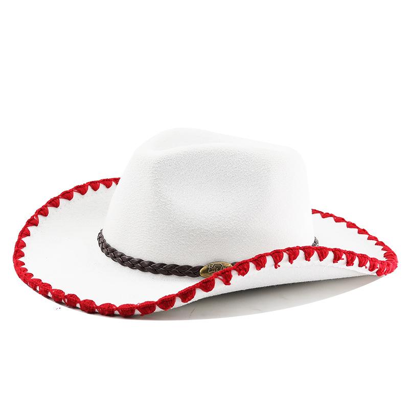 Western cowboy hat men's riding hat outdoor travel equestrian hat curved brim woolen top hat