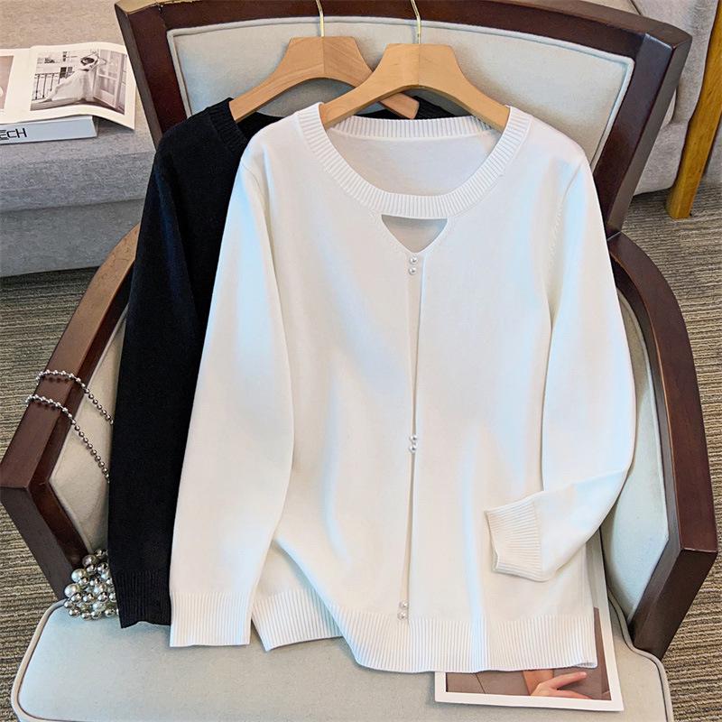 

Plus Size Women s Loose Knit Pullover Sweater 8028 (Bust 150/160 cm, Available in Sizes 200/300/350 Jin) 7XL білий