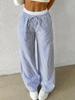 2025 European-American Women's Striped Straight-Leg Summer Trousers, Casual Thin Style