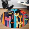 1pc Colorful Cats Office Round Area Rug, Indoor Mat Suitable For Office, Under Office Chairs Bedroom Living Room Home Decor, Room Deco