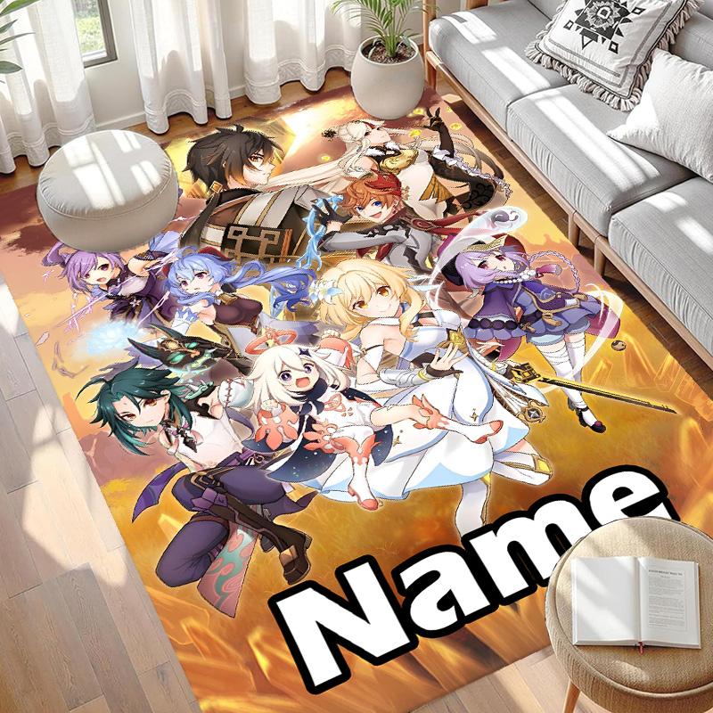 Custom Name Personalized Genshin Impact Print Carpet, Versatile Home Decor Rug, for Playroom, Apartment, Balcony, Entryway, Hallway Gift