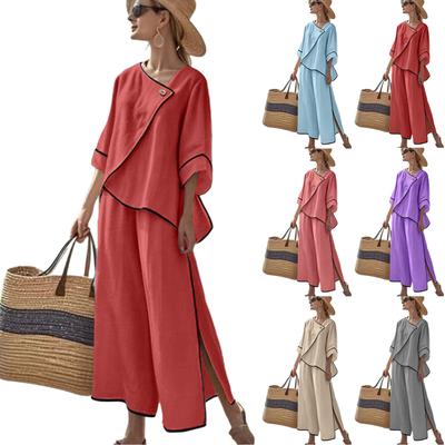 Two Piece Sets For Women Casual  3/4 Sleeve Shirts And Short Pants