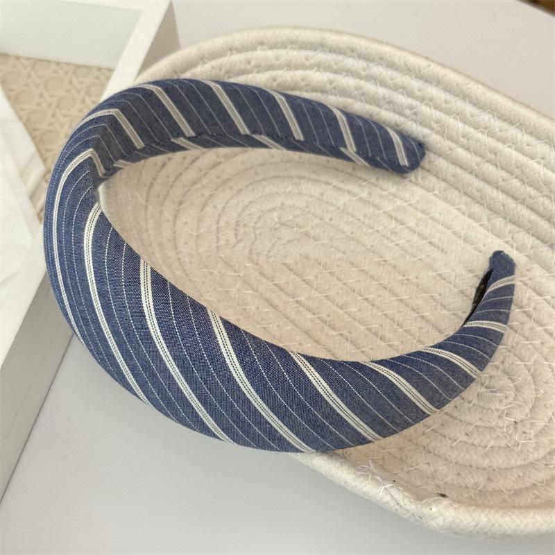 

Модная женская голубоватая клетчатая и полосатая повязка на голову с поролоновой подкладкой для леди, девушек, повседневные аксессуары для волос