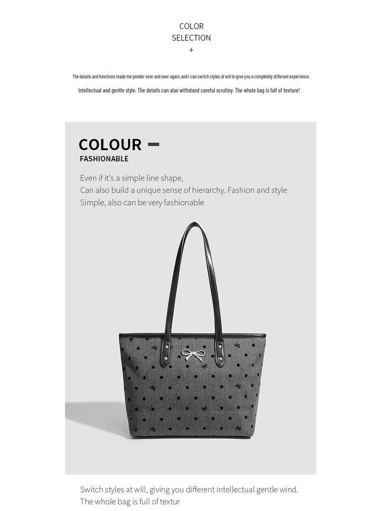 Preppy Bowknot Canvas Tote Bag - Large Casual Shoulder Handbag 2025