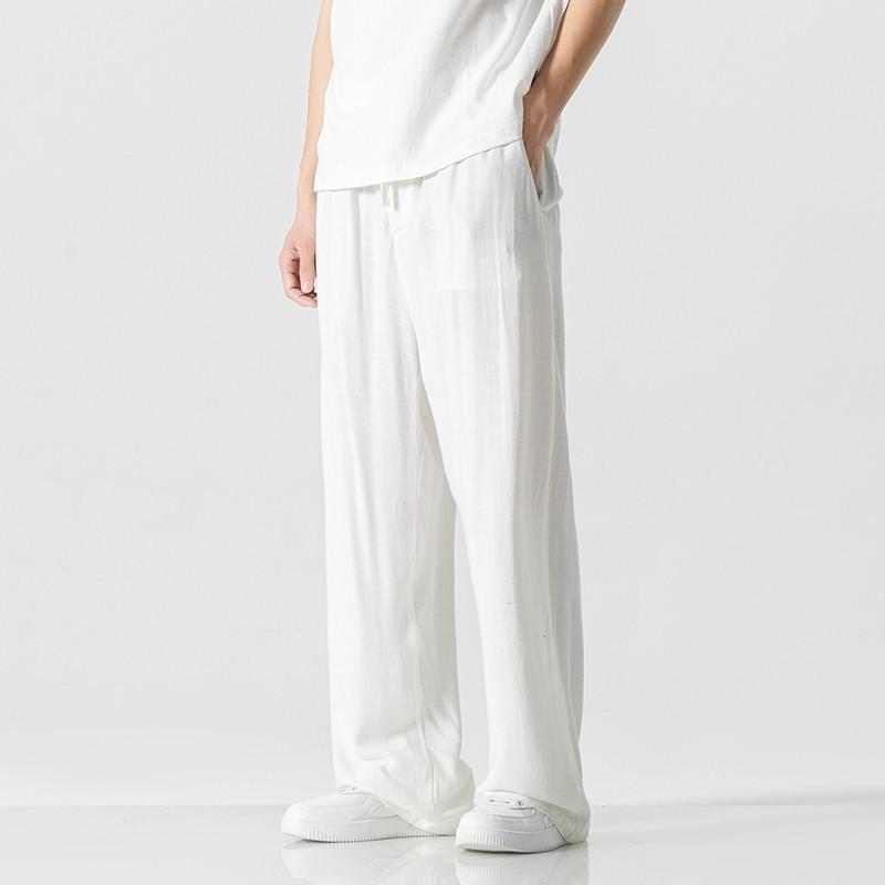Cotton and Linen Pants Men's Summer Loose Straight Men's Casual Trousers Spring and Summer New Men's Pants Summer Drape Linen