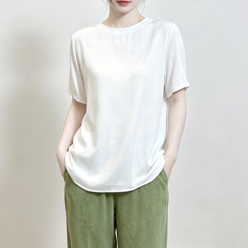 Han Meng Xuan Women s Cupro Blend Short Sleeve T-Shirt XL
