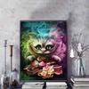 Disney Diamond Painting Alice In Wonderland Cheshire Cat Themed Art Illustration 5D Cross Stitch Hanging Print 5D PuzzleMosaicEmbroideryHomeDecoration